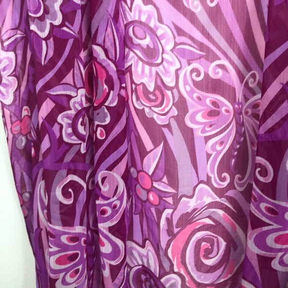 Bob Mackie purple floral open sheer cardigan 1x - Picture 3 of 3